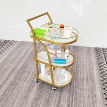 Beauty salon kitchen vegetable rack baby products storage three-layer trolley rack wheeled hairdressing tool cart