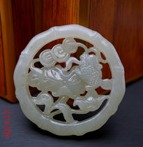 Natural Hetian Qingbai Jade has more than one year after another. Double-sided hollow Qinghai material antique carp jade pendant pendant