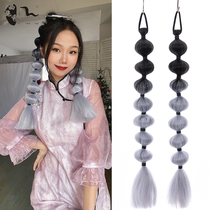 Wig Pontail Colored Lantern Bubble Long Braid Subnet Red Fashion Suction Pink Hot Girl Photoshoot Private 50 cm