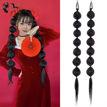 Fashion Net red lantern bubble braid corn silk wig ponytail braid New Year photo suction powder artifact photography special