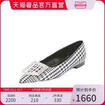 SUECOMMA BONNIE black and white color pattern check hollow geometric flat casual shoes