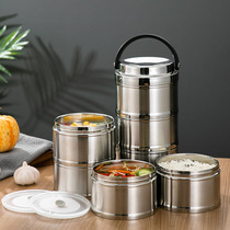 Office workers multi-layer large capacity Bento 304 stainless steel insulated lunch box vacuum thickened portable lunch box insulation barrel