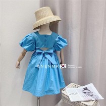 South Korea Namdaemun childrens clothing 2021 summer girls thin dress Childrens style halter bubble sleeve skirt tide