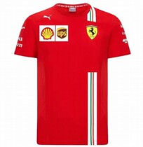 2021 new F1 Ferrari team off-track racing suit formula one short-sleeved top casual red T-shirt