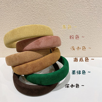South Korea High Cranial Top Retro Sponge Hairband Wide Edge Press Hair Temperament Advanced Sense Go Out Joker Fall Winter Headband Female