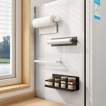 Kitchen roll paper paper towel rack Refrigerator magnetic cling film storage shelf hole-free wall-mounted cabinet shelf