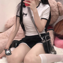 Summer Day Series Soft-girl Gymnastics Short Sleeve Shorts Pyjamas High School Students Pure Desire High Waist Sports Suit