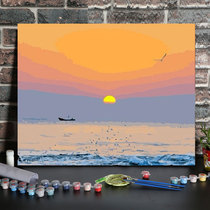 diy digital oil painting seaside sunrise hand-filled living room porch decoration oil landscape painting can be customized photos
