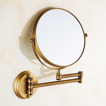 Copper free hole beauty mirror Hotel bathroom wall-mounted folding double-sided dressing mirror Telescopic rotating makeup mirror