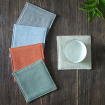 Handmade coaster insulation mat household coaster fabric cotton linen Chinese style tea ceremony Zen creative absorbent pot pad diy