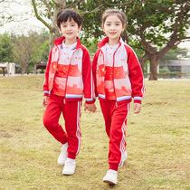 Primary school uniforms long sleeves kindergarten uniforms childrens red sportswear performance uniforms national flags two-piece sets