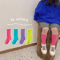 Childrens socks spring and autumn cotton girls socks pure color breathable candy color baby stockings boys autumn and winter