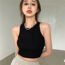 Sleeveless outer wear short sling female black summer vest bottom hot girl I-shaped boob sweet and spicy style top