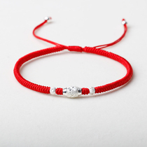 Sterling silver transfer beads red rope anklet womens original year red foot rope hand woven simple sexy ankle chain
