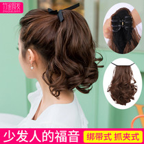 Wig womens short ponytail strap grab clip pear flower realistic curly hair big wave hair clip simulation hair Low High
