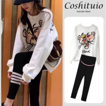 Pregnant women spring and autumn coat set 2021 fashion new net red outing clothes women T-shirt long sleeve base shirt