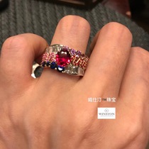 (Westin Jewelry) Vitreous Pigeon Blood Red Ruby Sapphire Diamond 18K Golden Color Treasure Contrast Ring