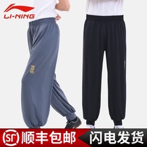 Li Ning tai Chi pants Womens spring and summer loose solid color Tai Chi clothing practice pants Mens lantern pants Home kung fu morning exercise