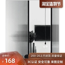 Changhong corrugated wave art embossed glass partition bar entrance screen Arc curved tempered process glass custom