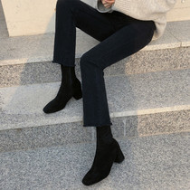 Plus velvet jeans womens straight tube loose 2021 new autumn and winter high waist thin black thick leg womens pants tide
