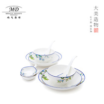 Margolonte 2-4 people parrot bone porcelain tableware set home Chinese style simple creative dishes Spoon gift