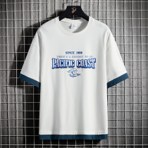 Summer letter short sleeve T-shirt for mens round collar big code casual loose pure cotton Upper clothes Inn wind 100 lap top