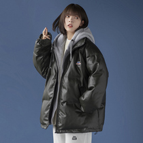 Winter mock two-piece coat male ins brand PI handsome thickened mian bao fu cotton-padded jacket coat Korean version of the bf couple Cotton