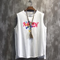 Japanese American vest mens summer waistcoat Pure cotton basketball sleeveless t-shirt sports wear ins tide brand loose waistcoat