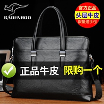Biden kangaroo mens bag briefcase male business cow leather handbag single shoulder hand with inclined satchel bag