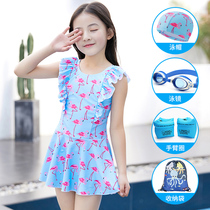 Childrens swimsuit Ten-year-old girl sunscreen swimsuit Medium and large virgin girl one-piece skirt princess Korean student swimsuit