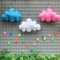 Cute clouds raindrops hanging pink girl heart net red room decoration photo props Childrens room raindrops clouds