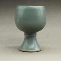 Ming Jiajing blue glaze goblet antique antique antique antique old ornaments collection