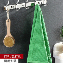 Hook Wall Hung Hanger Row Free Toilet Towel Stainless Steel Row Hook Kitchen Bathroom Strip Hook