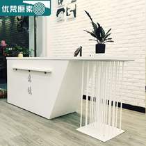 Customized modern simple supermarket European-style counter wrought iron reception desk Beauty salon retro bar table front desk cash register