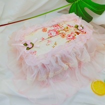 Pastoral flowers lace tissue cover pink rose cloth tissue towel cover long and short tissue towel bag car tissue cover