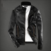 Mens leather jacket 2021 new spring and autumn casual jacket youth handsome Korean version stand-up collar motorcycle leather jacket tide