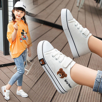 Children canvas shoes 2021 spring and autumn new white girls board shoes summer breathable primary school boys white shoes