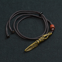 Bronze Vajra Pestle Devil Pestle Copper Pendant Ping An Pendant Pure Copper Vintage Production Restrained and Atmospheric with Hand-woven Lanyard