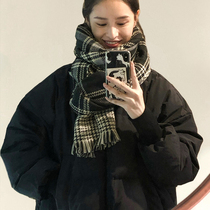 Double-sided ~ Plaid scarf female autumn and winter Korean version of ins imitation cashmere shawls Joker student couple warm bib tide