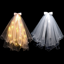 Bow head yarn proposal license photo props registration headdress White engagement headdress simple high hair accessories