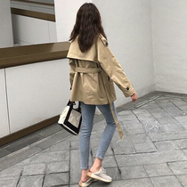 Windbreaker womens 2021 autumn new Korean retro loose casual small lace-up waist thin short jacket