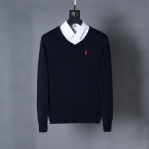 Paul mens V-neck sweater knitwear autumn cotton thin woolen sweater solid color large size pullover long sleeve base shirt
