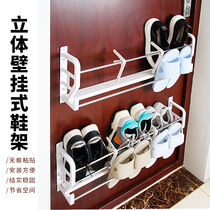Anti-theft door-mounted shoe rack wall-mounted non-perforated door rear hanging slippers shelf storage artifact small household household