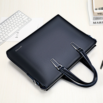 Paul mens bag business simple large capacity 15 6 inch mens computer bag leather shoulder Hand bag horizontal