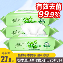 Clean wind wet wipes clean private parts disinfection and sterilization after the sanitary wet paper towel adult men and women Special 3 Packaging