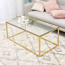 Glass coffee table Small size modern simple American transparent coffee table tempered glass rectangular iron art Nordic personality