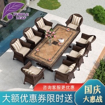 Outdoor table and chair Villa light luxury sunscreen dining table and chair rattan chair five-piece set modern garden outdoor courtyard table and chair combination