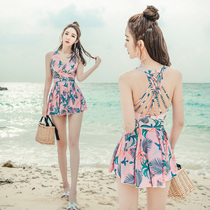 Swimsuit Women 2021 New Hot Spring Cover Belly Thin Ladies One-Piece Sexy Korean Ins Wind Plus Size Swimsuit