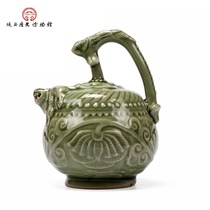  Shaanxi History Museum Xiaoyaozhou Porcelain Green enamel Girder inverted injection pot Creative decoration Gift Box