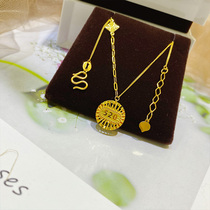 Gold necklace female 1314520 gold pendant 5G hollow round card two wear irregular choker girlfriend gift